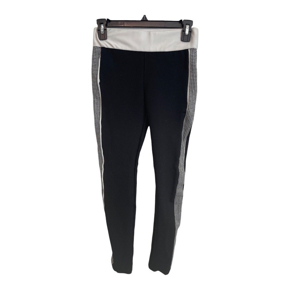 Zara Trafuluc Black Leggings with Black and‎ White Checked Side Panel